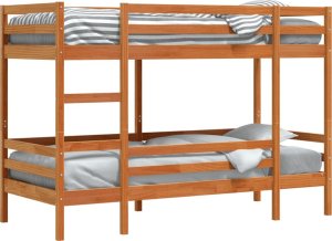 vidaXL Łóżko piętrowe, woskowy brąz, 90x200 cm, lite drewno sosnowe 4