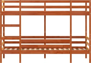 vidaXL Łóżko piętrowe, woskowy brąz, 90x200 cm, lite drewno sosnowe 5
