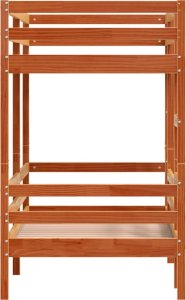 vidaXL Łóżko piętrowe, woskowy brąz, 90x200 cm, lite drewno sosnowe 6