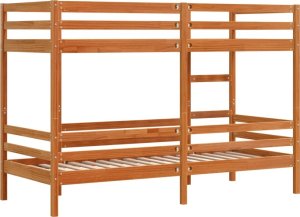 vidaXL Łóżko piętrowe, woskowy brąz, 90x200 cm, lite drewno sosnowe 7