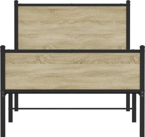 vidaXL Metalowa rama łóżka, bez materaca, dąb sonoma, 90x200 cm 5