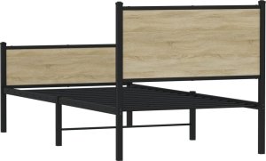 vidaXL Metalowa rama łóżka, bez materaca, dąb sonoma, 90x200 cm 7