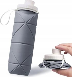 Butelka Na Wodę Bidon Składany Sportowy Silikonowy Podróżny 600Ml Szary 1