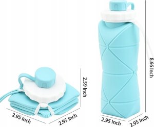 Butelka Na Wodę Bidon Składany Sportowy Silikonowy Podróżny 600Ml Szary 12