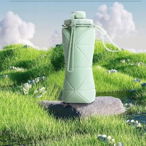 Butelka Na Wodę Bidon Składany Sportowy Silikonowy Podróżny 600Ml Szary 13