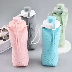 Butelka Na Wodę Bidon Składany Sportowy Silikonowy Podróżny 600Ml Szary 14