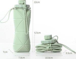 Butelka Na Wodę Bidon Składany Sportowy Silikonowy Podróżny 600Ml Szary 7