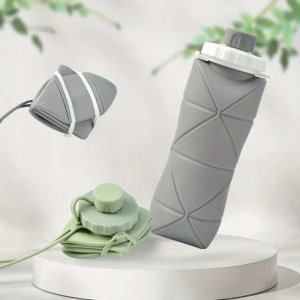 Butelka Na Wodę Bidon Składany Sportowy Silikonowy Podróżny 600Ml Szary 8