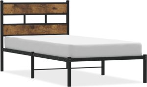 vidaXL Metalowa rama łóżka, bez materaca, przydymiony dąb, 75x190 cm 2