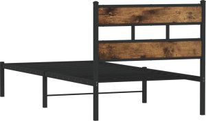 vidaXL Metalowa rama łóżka, bez materaca, przydymiony dąb, 75x190 cm 6