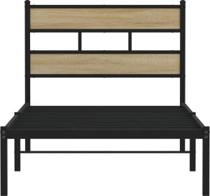 vidaXL Metalowa rama łóżka, bez materaca, dąb sonoma, 100x200 cm 4