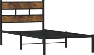vidaXL Metalowa rama łóżka, bez materaca, przydymiony dąb, 100x200 cm 3