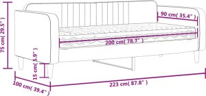 vidaXL Sofa z materacem do spania, ciemnozielona, 90x200 cm, aksamit 12