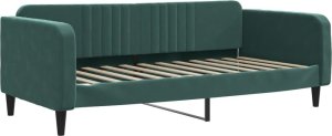 vidaXL Sofa z materacem do spania, ciemnozielona, 90x200 cm, aksamit 3