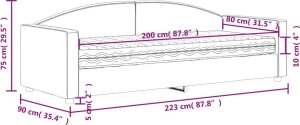 vidaXL Sofa z materacem do spania, jasnoszara, 80x200 cm, tkanina 12
