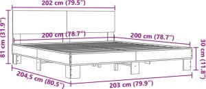 vidaXL Rama łóżka, brązowy dąb, 200x200 cm, materiał drewnopochodny 9