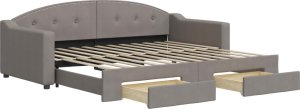 vidaXL Sofa rozsuwana z szufladami, taupe, 90x200 cm, tkanina 2