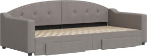 vidaXL Sofa rozsuwana z szufladami, taupe, 90x200 cm, tkanina 3