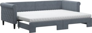 vidaXL Sofa rozsuwana z materacami, ciemnoszara, 80x200 cm, aksamit 2