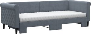 vidaXL Sofa rozsuwana z materacami, ciemnoszara, 80x200 cm, aksamit 3