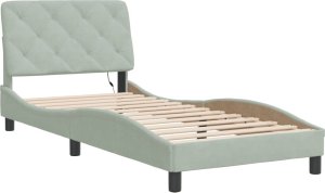 vidaXL Rama łóżka z LED, jasnoszara, 90x200 cm, aksamitna 3