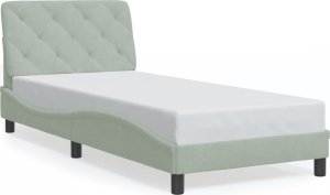 vidaXL Rama łóżka z LED, jasnoszara, 90x200 cm, aksamitna 5