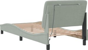 vidaXL Rama łóżka z LED, jasnoszara, 90x200 cm, aksamitna 8