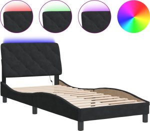 vidaXL Rama łóżka z LED, czarna, 90x200 cm, aksamitna 2