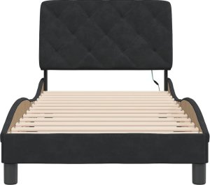 vidaXL Rama łóżka z LED, czarna, 90x200 cm, aksamitna 6