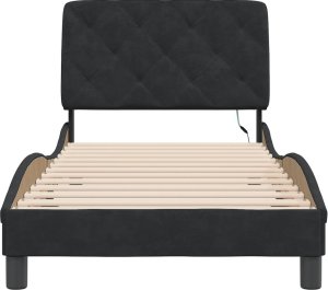 vidaXL Rama łóżka z oświetleniem LED, czarna, 90x190 cm, aksamitna 6