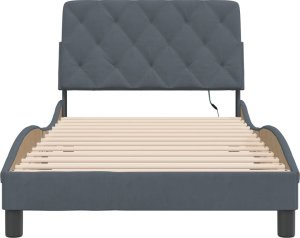 vidaXL Rama łóżka z LED, ciemnoszara, 100x200 cm, aksamitna 6