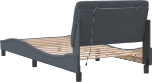 vidaXL Rama łóżka z LED, ciemnoszara, 100x200 cm, aksamitna 8