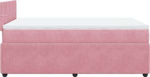 vidaXL Łóżko kontynentalne z materacem, różowe, 120x190 cm, aksamit 7