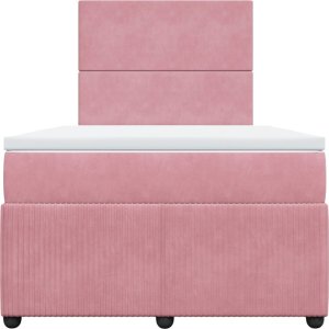 vidaXL Łóżko kontynentalne z materacem, różowe, 120x190 cm, aksamit 4