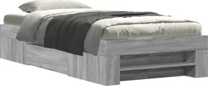 vidaXL Rama łóżka, szary dąb sonoma, 75x190cm, materiał drewnopochodny 2