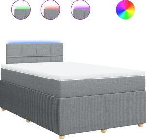 vidaXL Łóżko kontynentalne z materacem, jasnoszare, 120x190 cm tkanina 2