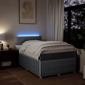 vidaXL Łóżko kontynentalne z materacem, jasnoszare, 120x190 cm tkanina 5