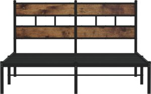 vidaXL Metalowa rama łóżka, bez materaca, przydymiony dąb, 140x190 cm 4