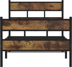 vidaXL Metalowa rama łóżka, bez materaca, przydymiony dąb, 90x200 cm 4