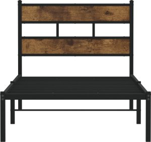 vidaXL Metalowa rama łóżka, bez materaca, przydymiony dąb, 90x190 cm 4