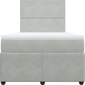vidaXL Łóżko kontynentalne z materacem, jasnoszare, 120x190cm, aksamit 4