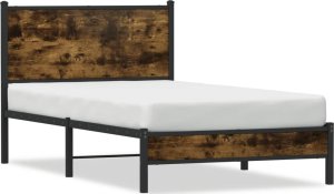 vidaXL Metalowa rama łóżka, bez materaca, przydymiony dąb, 100x200 cm 2