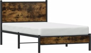 vidaXL Metalowa rama łóżka, bez materaca, przydymiony dąb, 100x200 cm 4