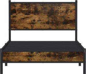 vidaXL Metalowa rama łóżka, bez materaca, przydymiony dąb, 100x200 cm 5