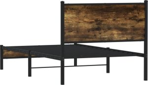 vidaXL Metalowa rama łóżka, bez materaca, przydymiony dąb, 100x200 cm 7