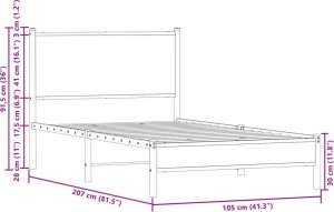 vidaXL Metalowa rama łóżka, bez materaca, przydymiony dąb, 100x200 cm 10