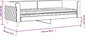 vidaXL Sofa z materacem do spania, ciemnoszara, 80x200 cm, aksamit 12