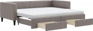 vidaXL Sofa rozsuwana z szufladami, taupe, 90x200 cm, tkanina 2