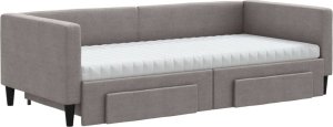 vidaXL Sofa rozsuwana z szufladami, taupe, 90x200 cm, tkanina 3