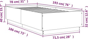 vidaXL Rama łóżka, dąb sonoma, 75x190 cm, materiał drewnopochodny 9